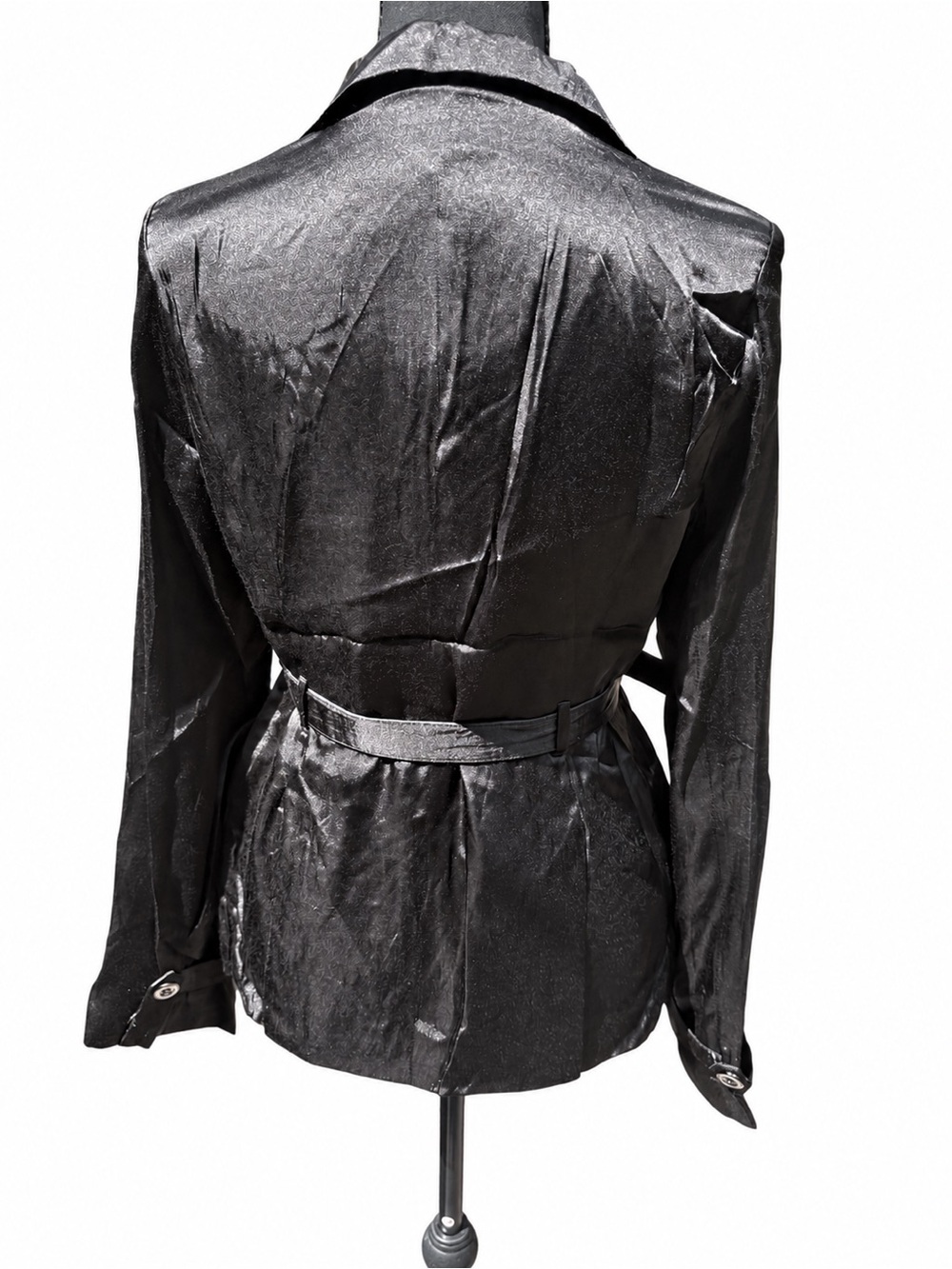 Moon Collection Shimmery Black Belted Blazer - Picture 3 of 10